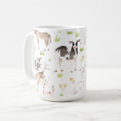 Mug Animaux tirés par la main d'aquarelle à la ferme (Devant gauche)
