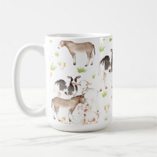 Mug Animaux tirés par la main d'aquarelle à la ferme