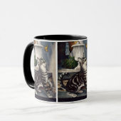 Mug Animaux vintages, mignon Tabby Cat papillon (Devant gauche)