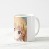 Mug Anime aux cheveux dorés ambre yeux surpris (Devant droit)
