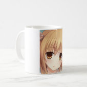 Mug Anime aux cheveux dorés ambre yeux surpris (Devant gauche)
