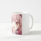 Mug Anime aux cheveux roses yeux de prune fille effray (Devant droit)