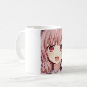 Mug Anime aux cheveux roses yeux de prune fille effray (Devant gauche)