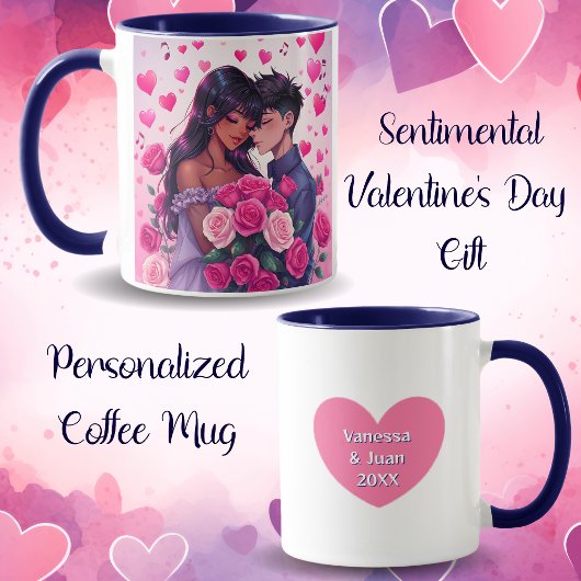 Mug Anime Bi-raciale mignonne Saint Valentin