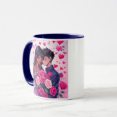 Mug Anime Bi-raciale mignonne Saint Valentin (Devant gauche)