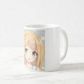 Mug Anime blond cheveux fille yeux verts (Devant droit)