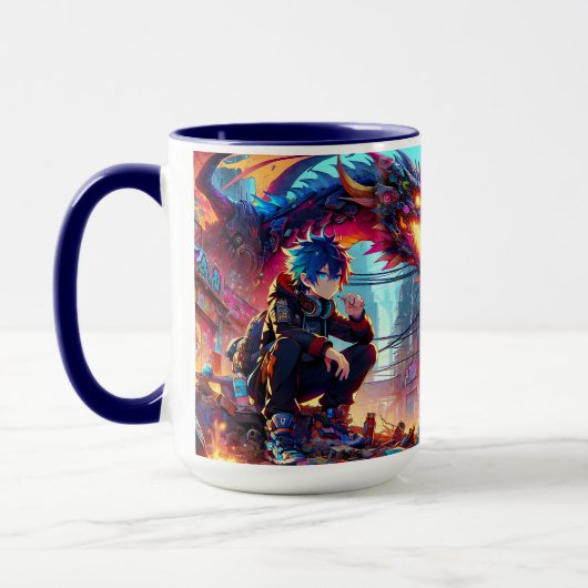 Mug Anime Boy et Dragon dans un monde dystopique (Gauche)