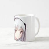 Mug Anime ennuyée fille aux cheveux argentés avec les  (Devant droit)