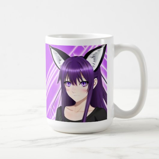 Mug Anime fille avec cheveux et yeux pourpres (Droite)