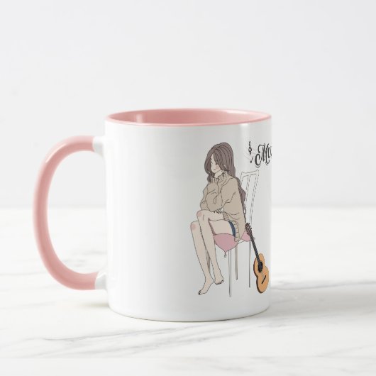 Mug Anime Girl assise avec gwt & Music Notes - Aesthe (Gauche)