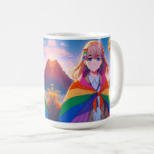 Mug Anime Girl avec LGBTQIA+ Cape (Devant droit)