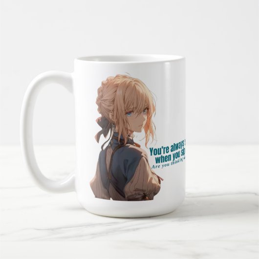 Mug Anime girl se demandant Tu penses à elle (Gauche)