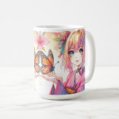 Mug Anime Girl tenant un papillon (Devant droit)