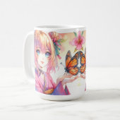 Mug Anime Girl tenant un papillon (Devant gauche)