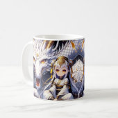 Mug Anime Girl Warrior et Dragon Ai Art (Devant gauche)