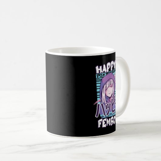 Mug Anime Happy Femboy avec Happy en japonais - mignon (Devant droit)