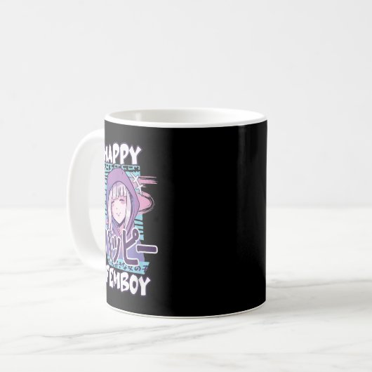 Mug Anime Happy Femboy avec Happy en japonais - mignon (Devant gauche)