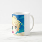 Mug Anime manga blond vert yeux coeur fille (Devant droit)