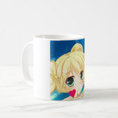 Mug Anime manga blond vert yeux coeur fille (Devant gauche)