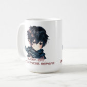 Mug Anime mignon garçon dire Anime Manger Sleep Répéte (Devant gauche)