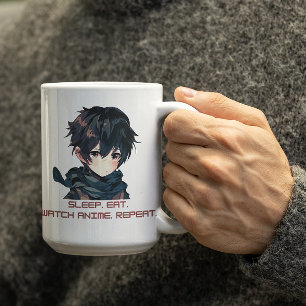 Mug Anime mignon garçon dire Anime Manger Sleep Répéte