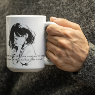 Mug Anime noire et blanche souriante fille