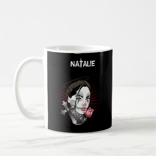 Mug Anime style gothique fille et rose (Gauche)