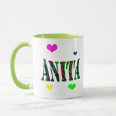 Mug Anita, Nom Logo Avec Coeurs Amoureux, (Gauche)