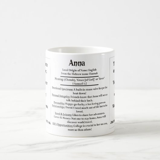 Mug Anna, l'origine et la signification et votre photo (Centre)