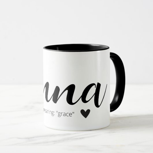 Mug ANNA Nom Signifiant Minimal moderne Black Text Gir (Devant droit)