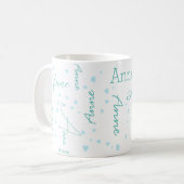 Mug Anne romantique (nom personnalisé) délicat coeur b (Devant gauche)