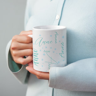 Mug Anne romantique (nom personnalisé) délicat coeur b