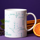 Mug Anne romantique (nom personnalisé) délicat coeur b