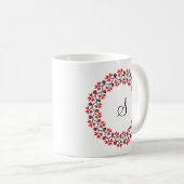 Mug Anneau de fleur rouge Monogramme personnalisé init (Devant droit)