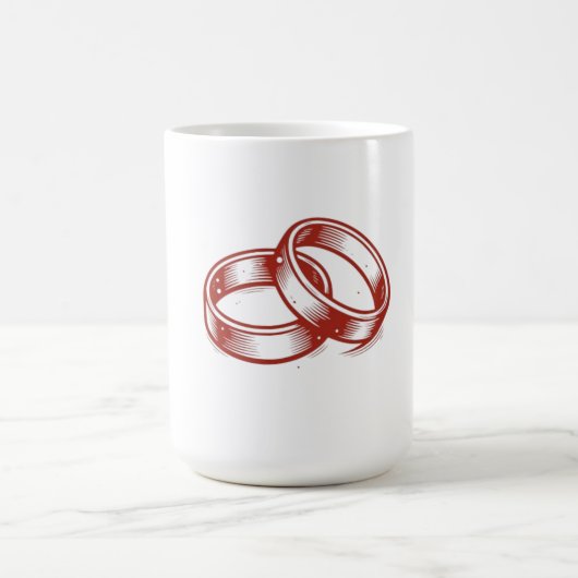 Mug Anneaux de Mariage Entrelacés - Couple Rouge & (Centre)
