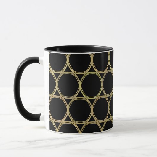 Mug Anneaux d'or sur Black Modern Chic (Gauche)