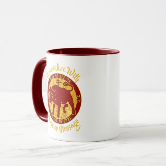 Mug Année 2021 De L'Ox Gold Look (Devant gauche)