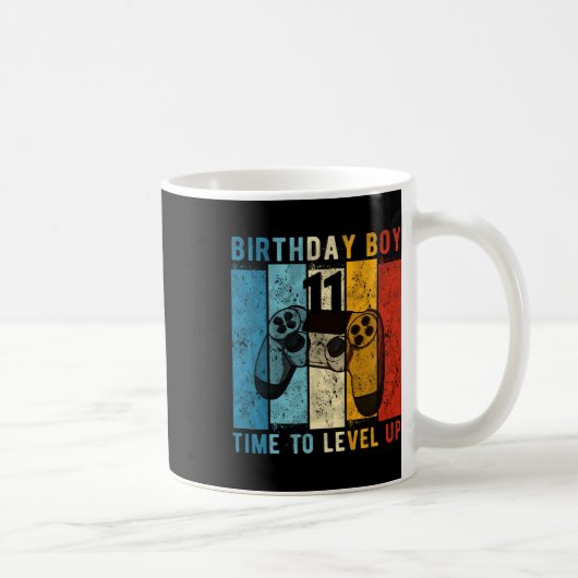 Mug Année Anniversaire Garçon 11 Temps De Niveau Jusqu (Droite)