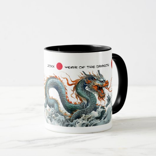 Mug Année chinoise du dragon | Année et nom personnali (Devant droit)