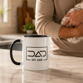 Mug Année de création de Papa Typographie moderne