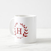 Mug Année de graduation du monogramme de couronne roug (Devant gauche)