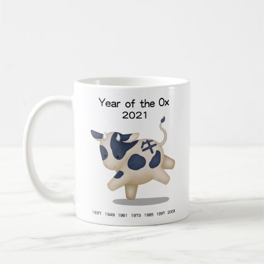 Mug Année de l'Ox Cute Zodiac Animal 2021 (Gauche)