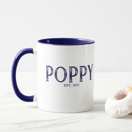 Mug Année d'établissement de Blue Poppy (Avec donut)
