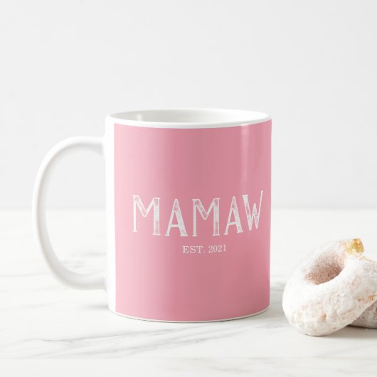 Mug Année d'établissement de Mamaw rose (Avec donut)