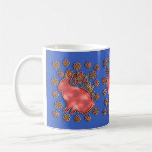 Mug Année D'Or Bleu Du Nouvel An Chinois Rabbit