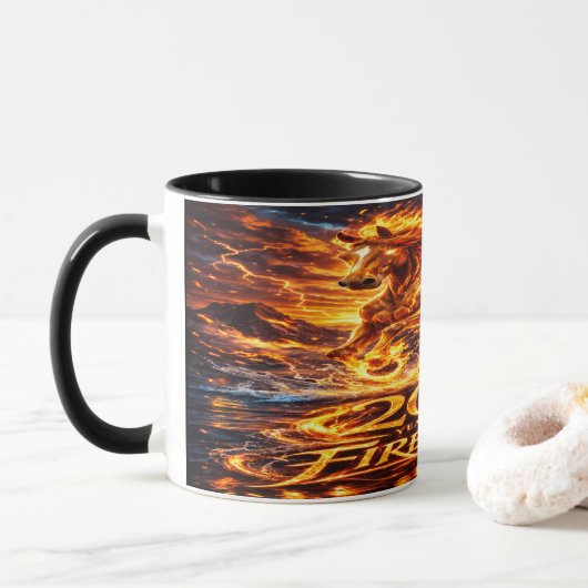 Mug Année du Cheval de Feu 2026 (Avec donut)