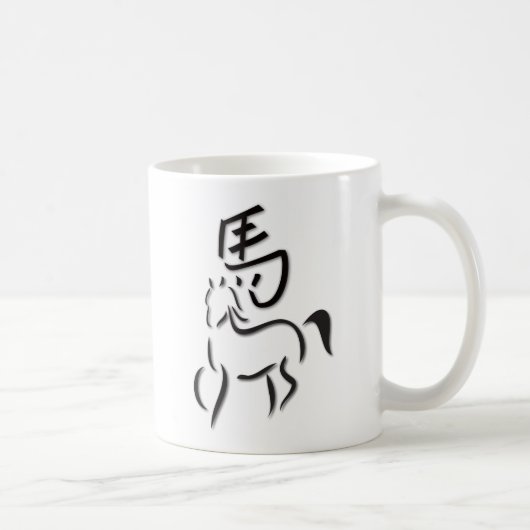 Mug Année du dessin de calligraphie de cheval (Droite)