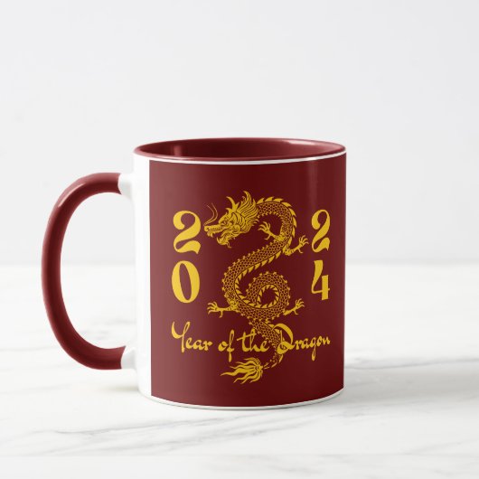 Mug Année du Dragon en or (Gauche)