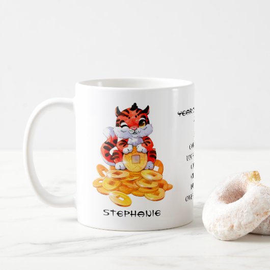 Mug Année mignonne du tigre Personnalisé  (Avec donut)