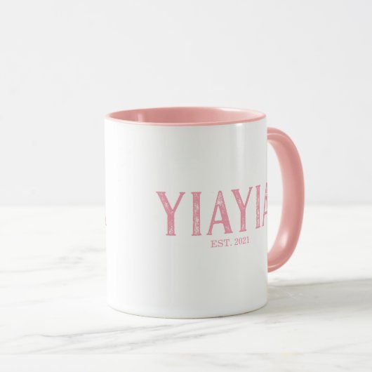Mug Année YiaYia rose créée (Devant droit)